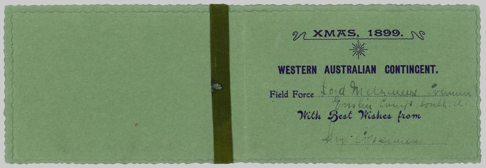 Christmas Card from Sergeant Thomas John COPELAND 118 Centre