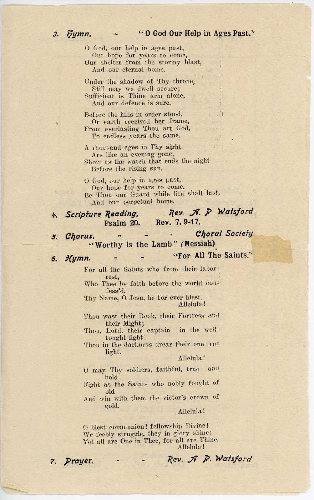 1926 Anzac Day Service Program Page 3