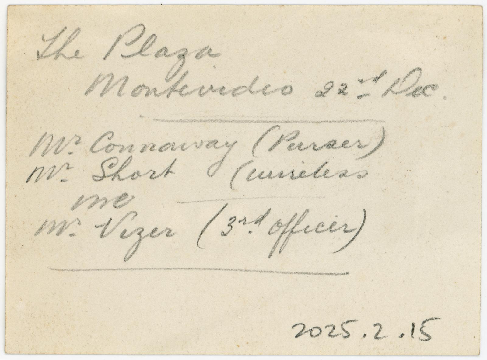 Rear of photo with names, place & date written in pencil