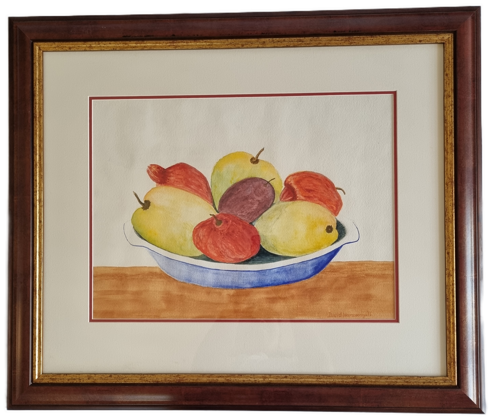 25-218 Large Square Painting of Fruit Bowl image without background.