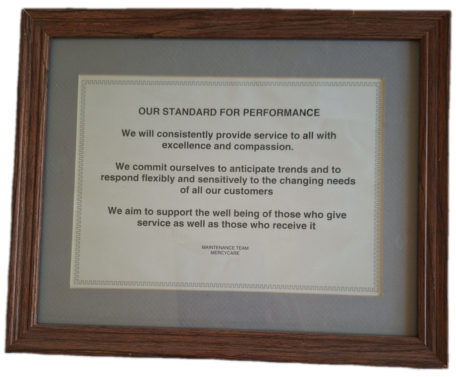 25-229 Framed Standards for Performance MercyCare Maintenance Team image without background 