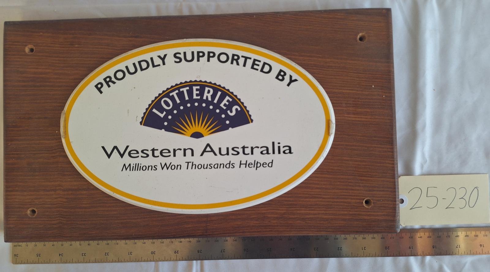 25-230 lottery support plaque with scale and tag image