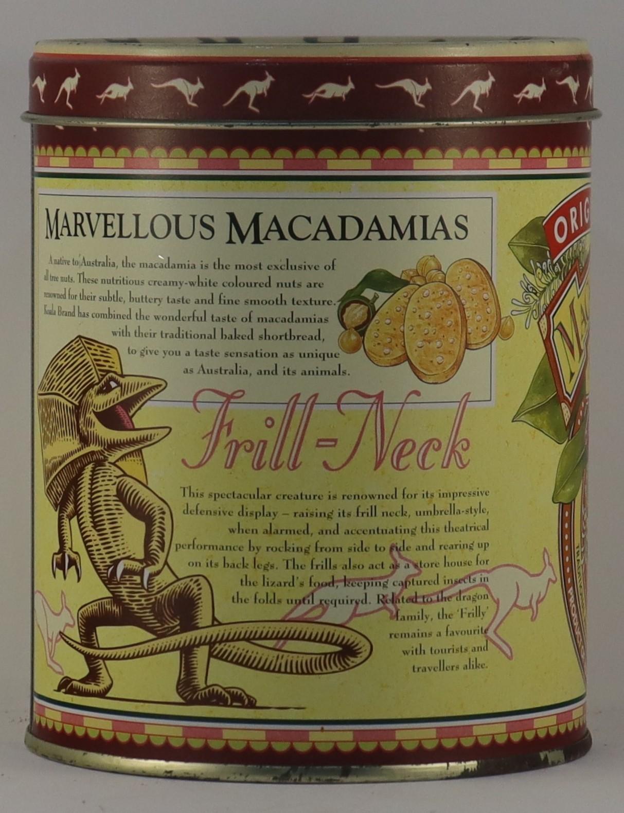 Left hand view of Biscuit Tin