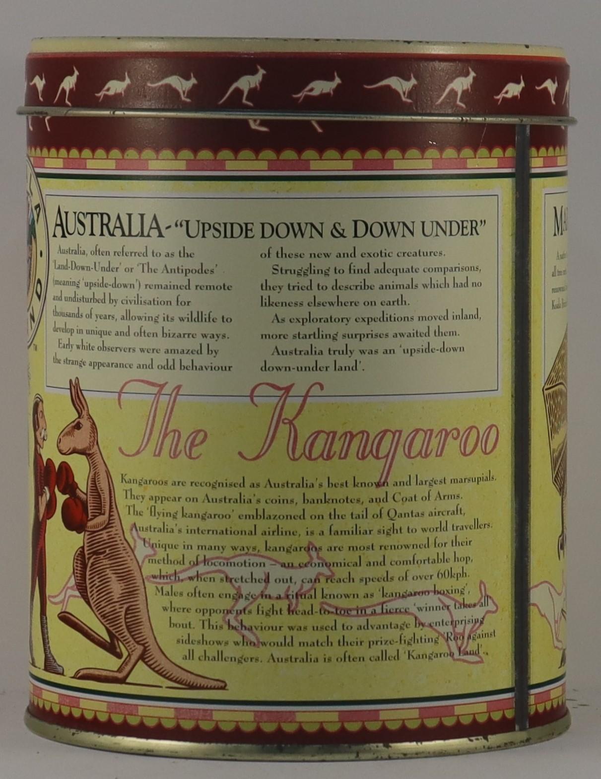 Right hand view of Biscuit Tin