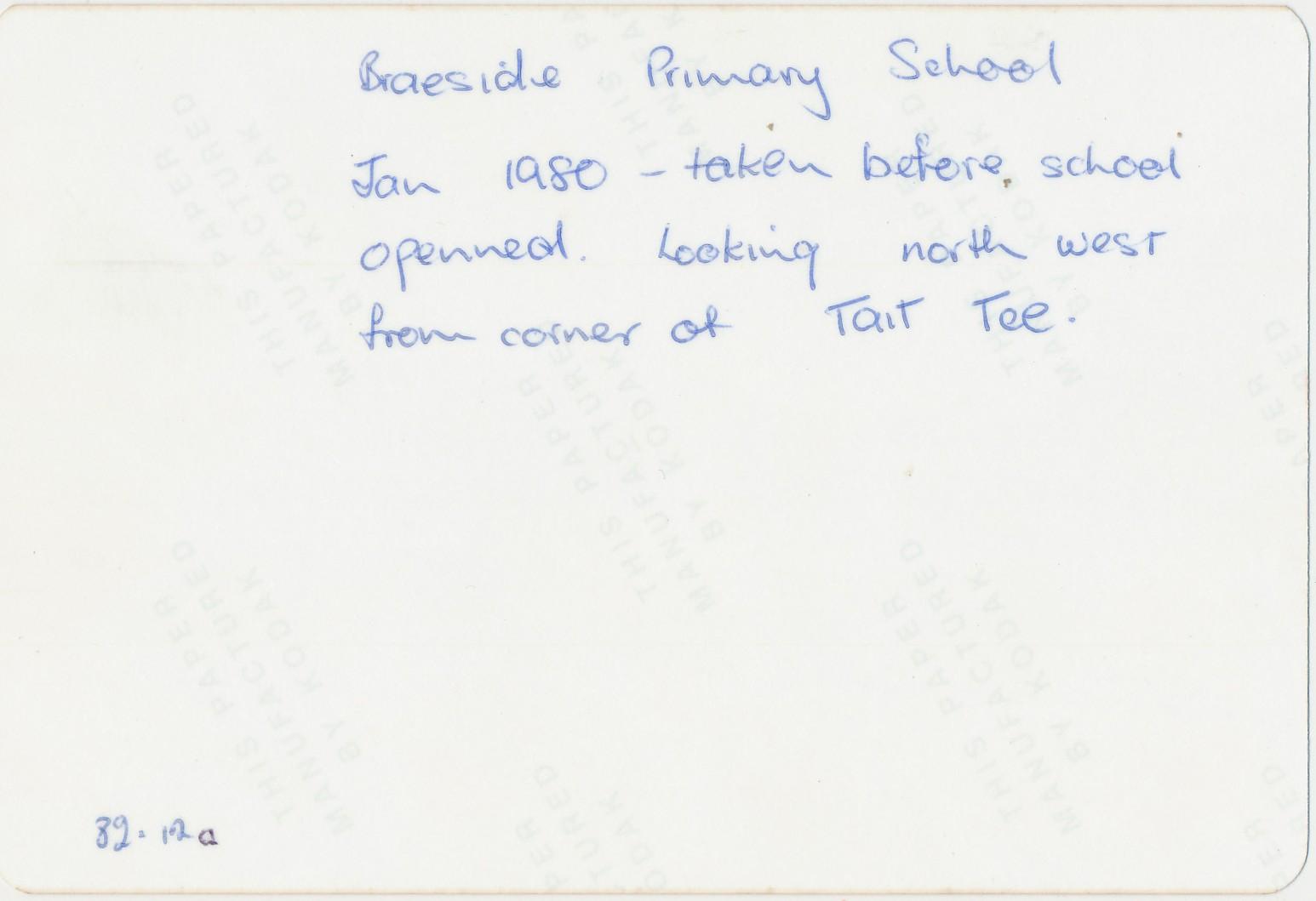 Back of photograph of Braeside School