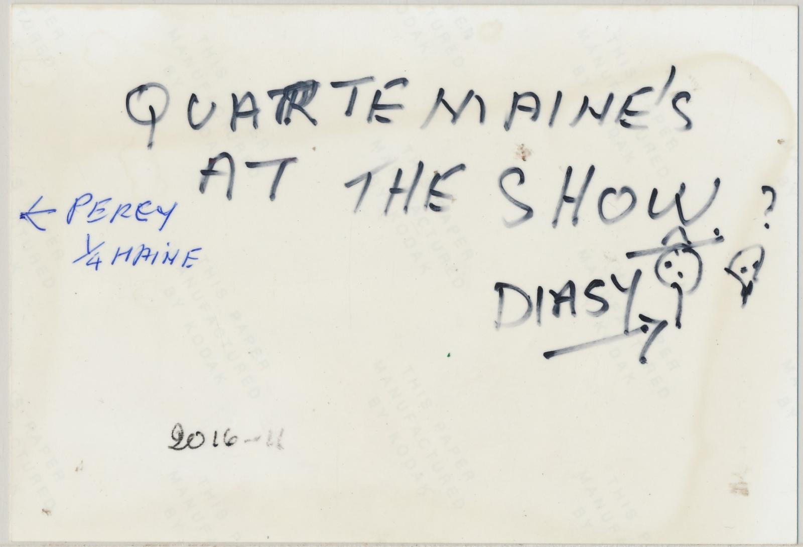 Back of photograph of Quartermaine Family at the Katanning Show