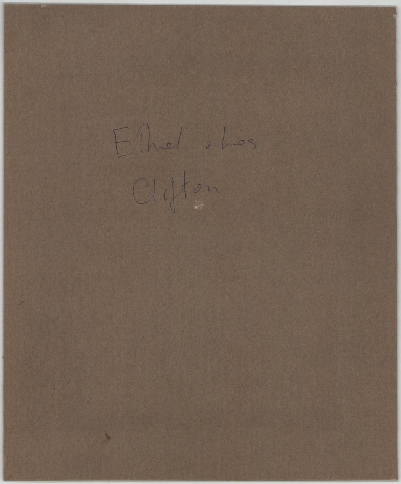 Back of photograph of Leslie Clifton and Ethel Haddleton