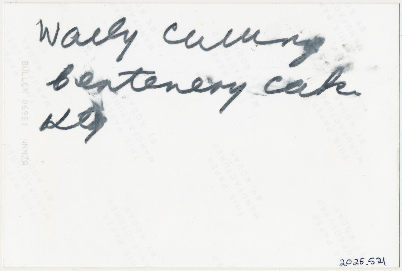 Back of photograph of Wally Haddleton and Dick Old