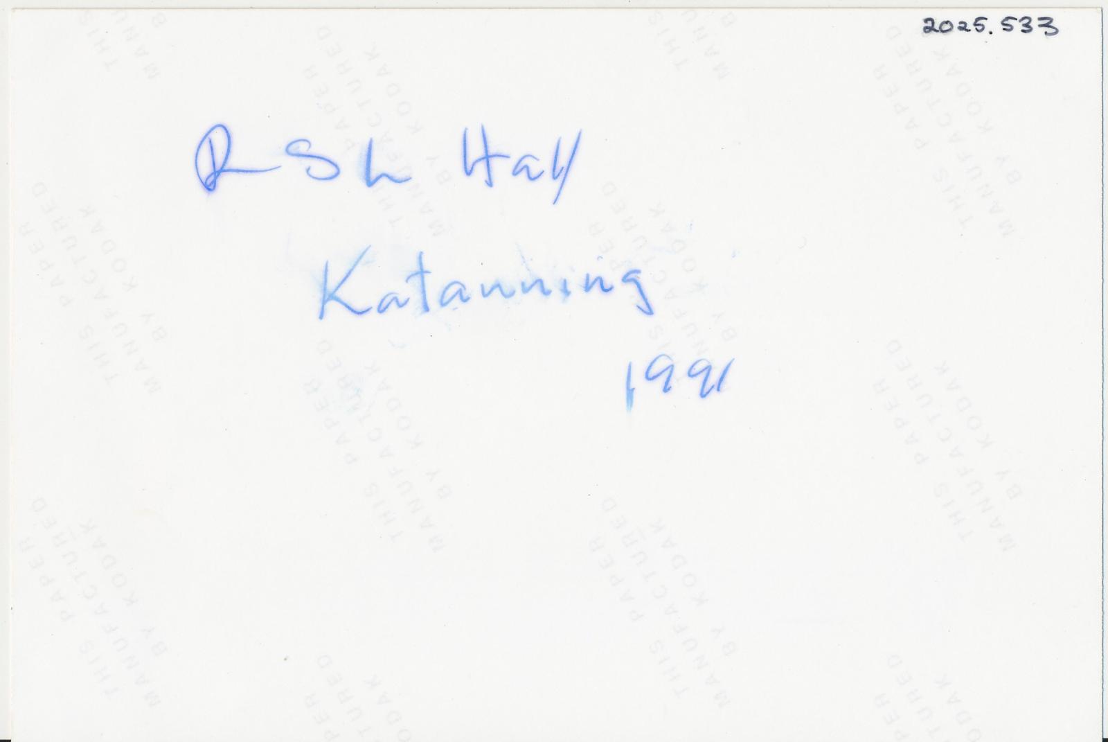 Back of photograph of Returned Services League Hall