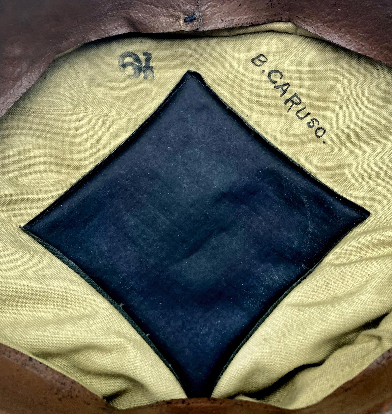 Australian Air League peaked cap with metal badge - close up of inside