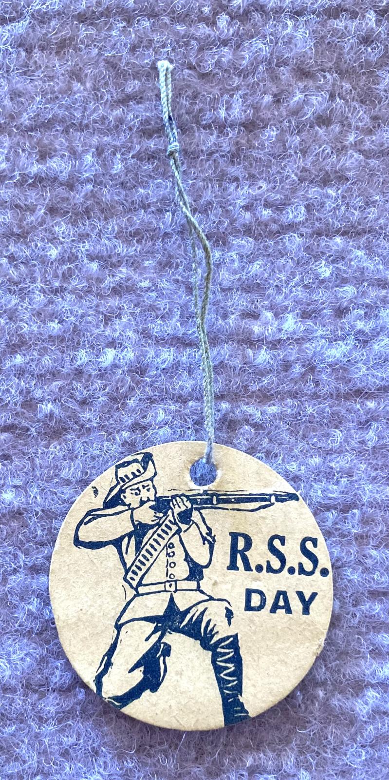 WWI fundraising tag - R.S.S. Day