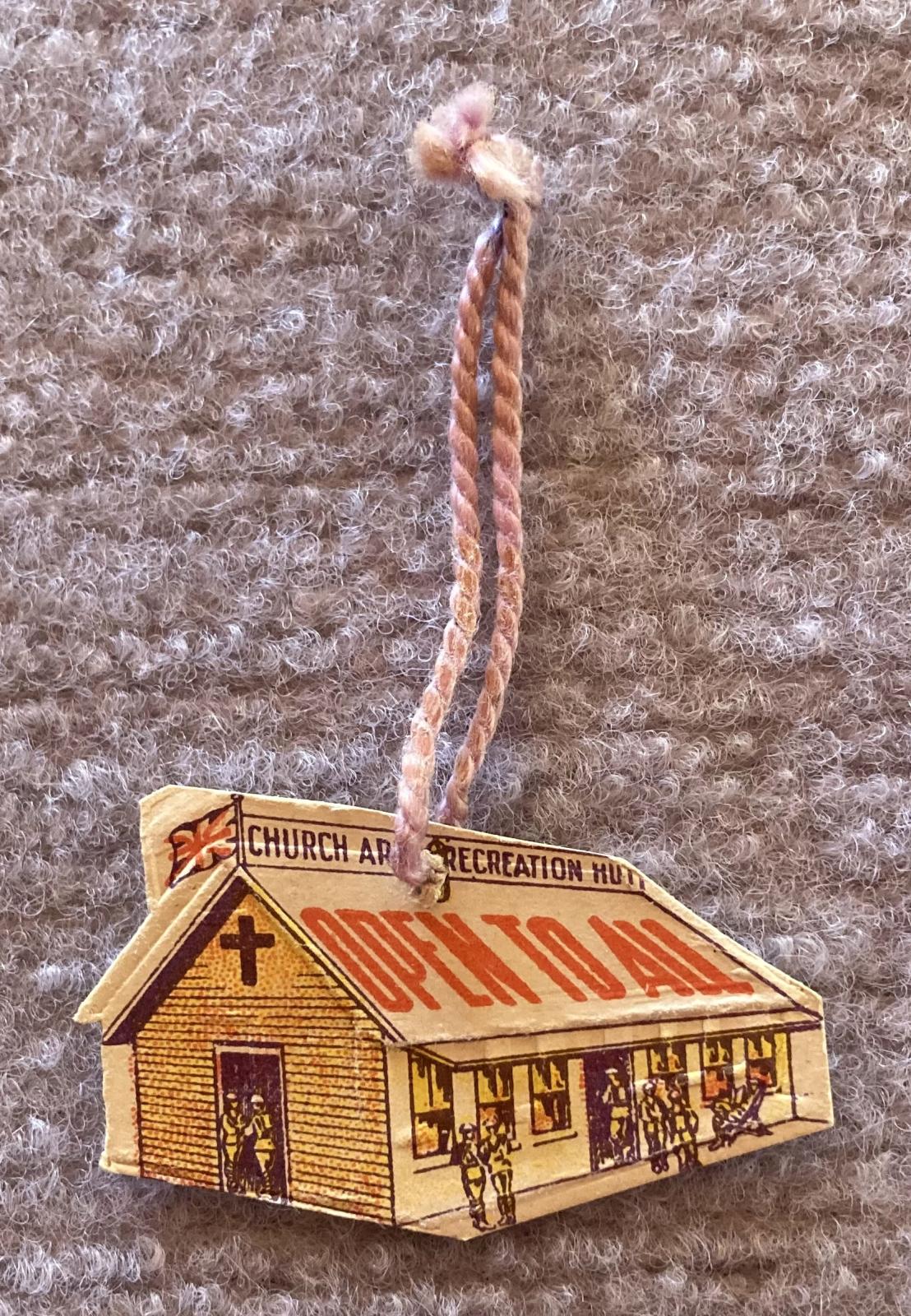 WWI fundraising tag - Church Army Recreation Hut