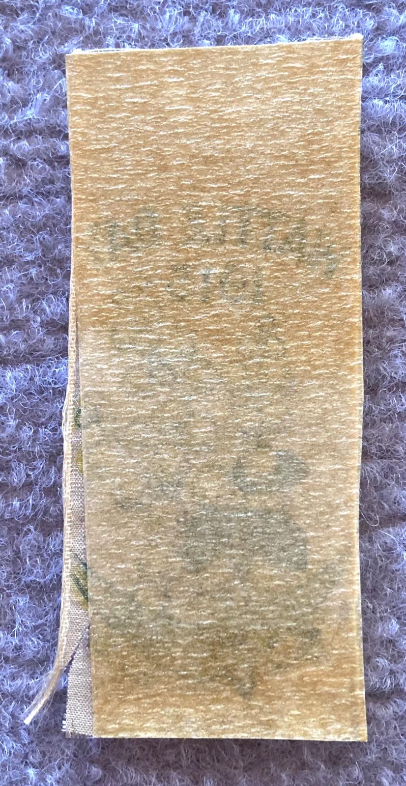 Reverse of Wattle Day 1915 fundraising ribbon