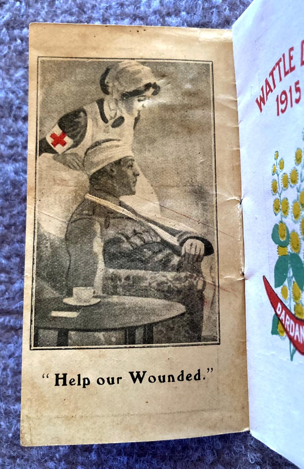 Inside cover illustration of 'Souvenir of Wattle Day 1915' booklet