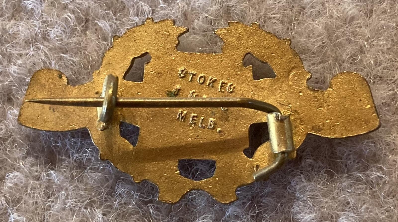 Reverse of 'Hospital Day 1918' metal and enamel fundraising brooch 