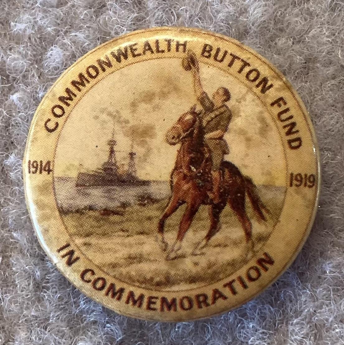 'In Commemoration' fundraising button 1919 - large size
