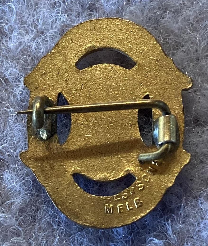 Reverse of 'Blind Day' fundraising brooch 1920