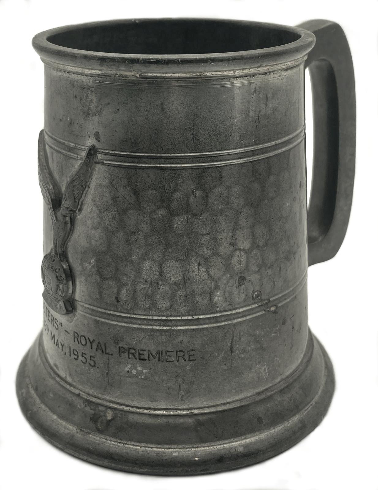 Metal tankard showing handle