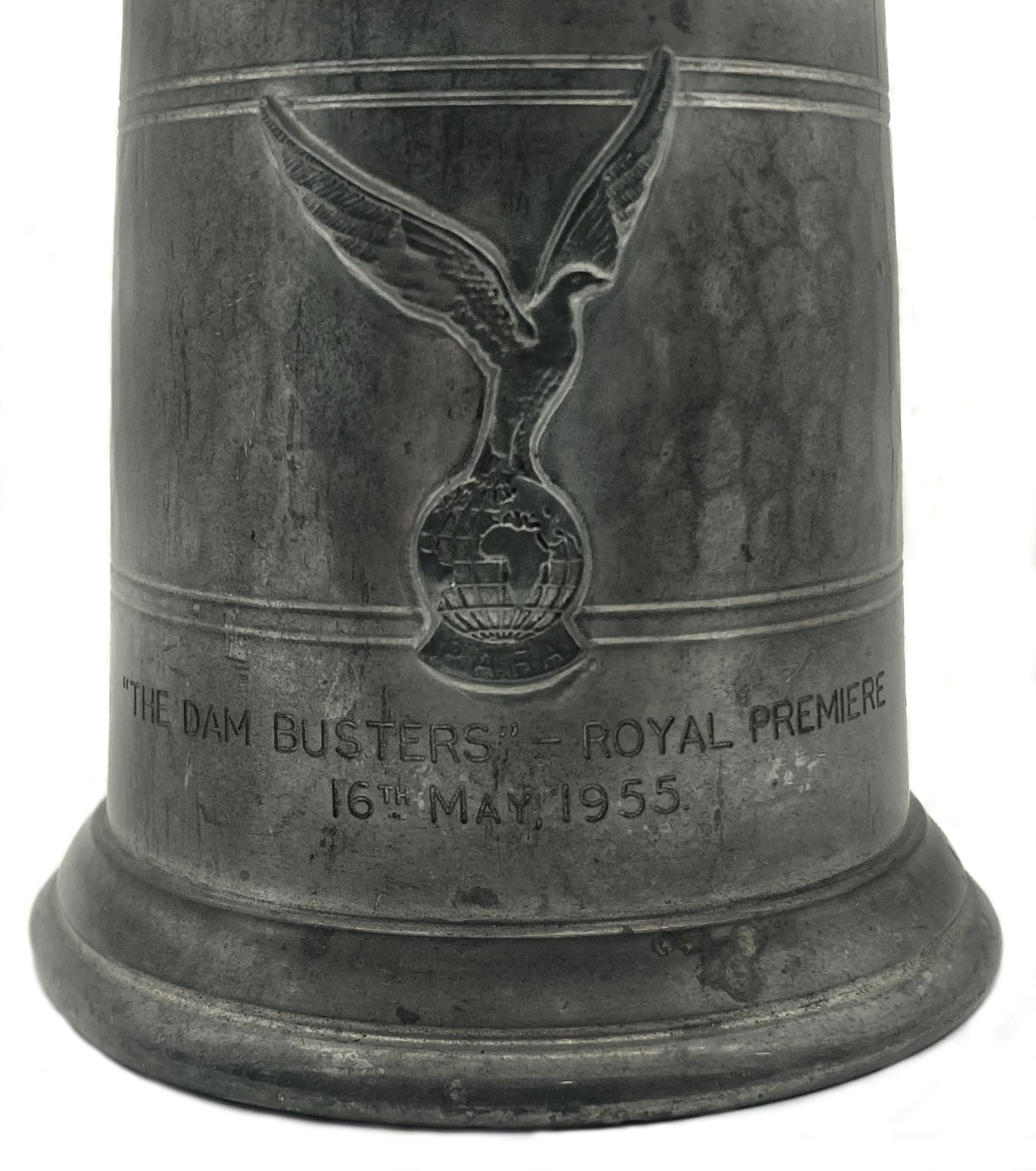 Close-up of detail on metal tankard 