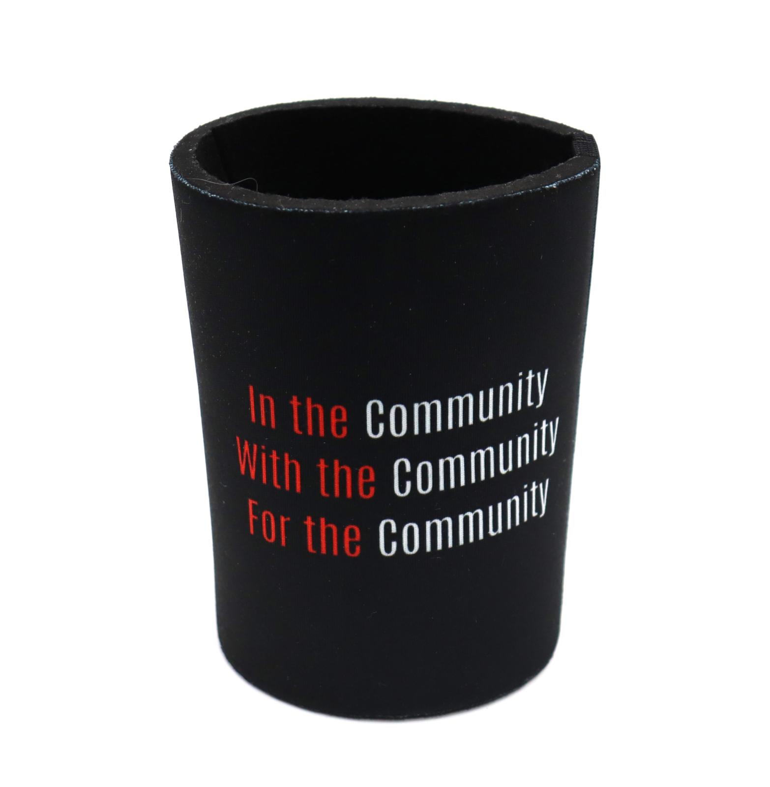 View of text on the back of the neoprene cylinder