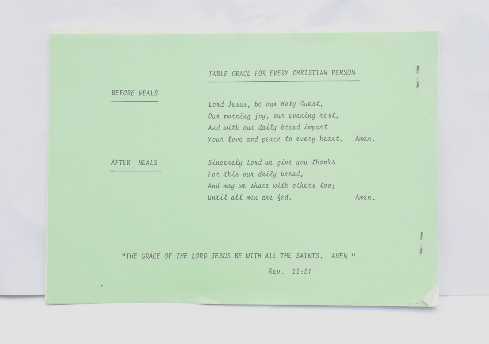 Green paper with black text