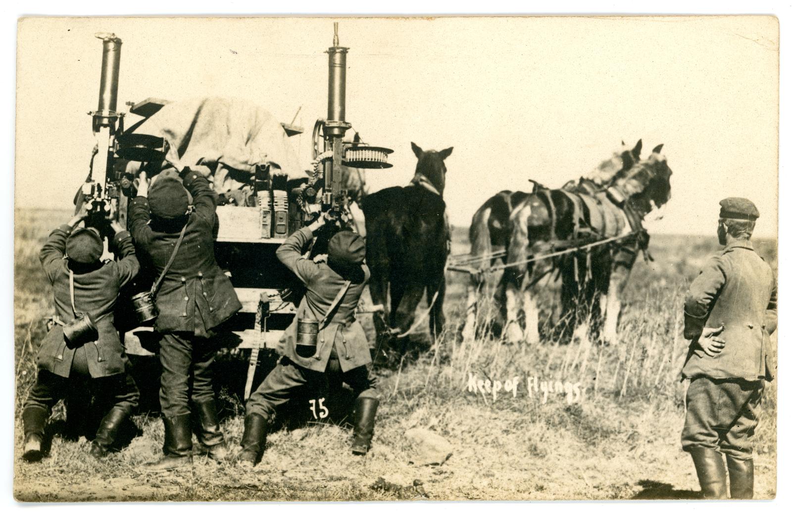 WW1 black & white photo postcard of Anti-Aircraft Gunners