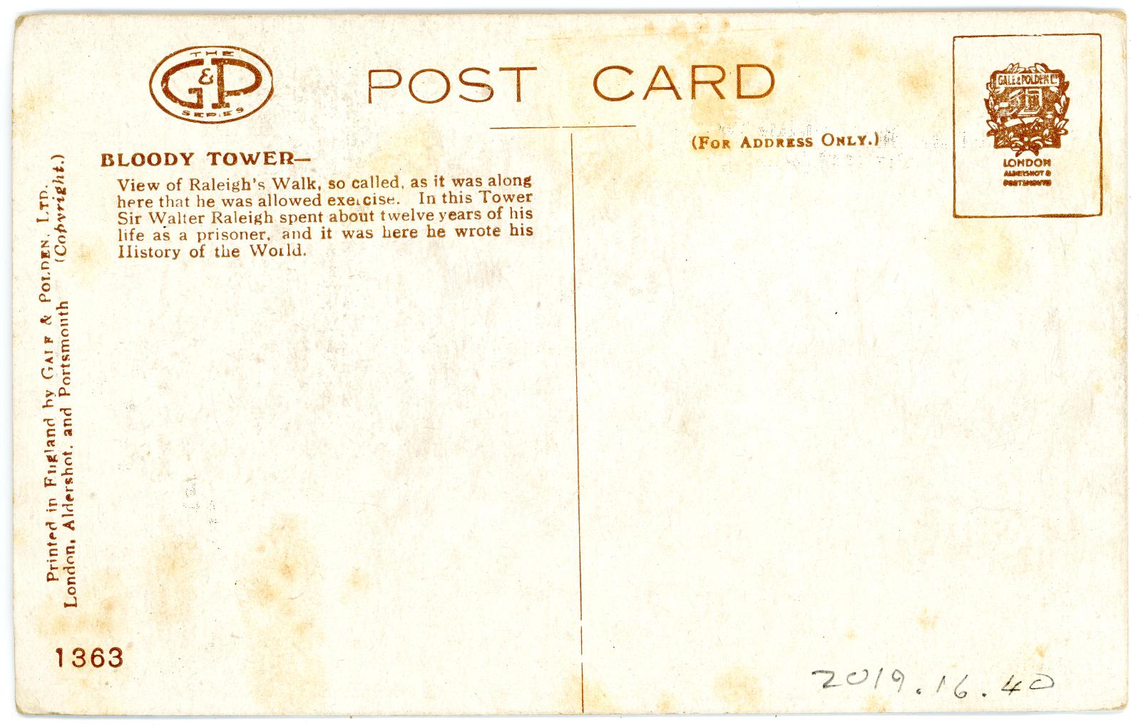 First World War Postcard sent from Pte. Edward Charles MOUCHEMORE 6351