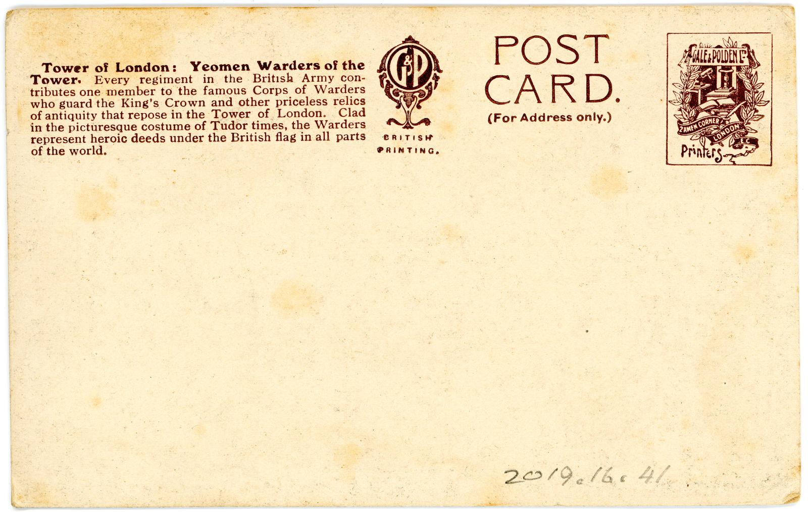 First World War Postcard sent from Pte. Edward Charles MOUCHEMORE 6351