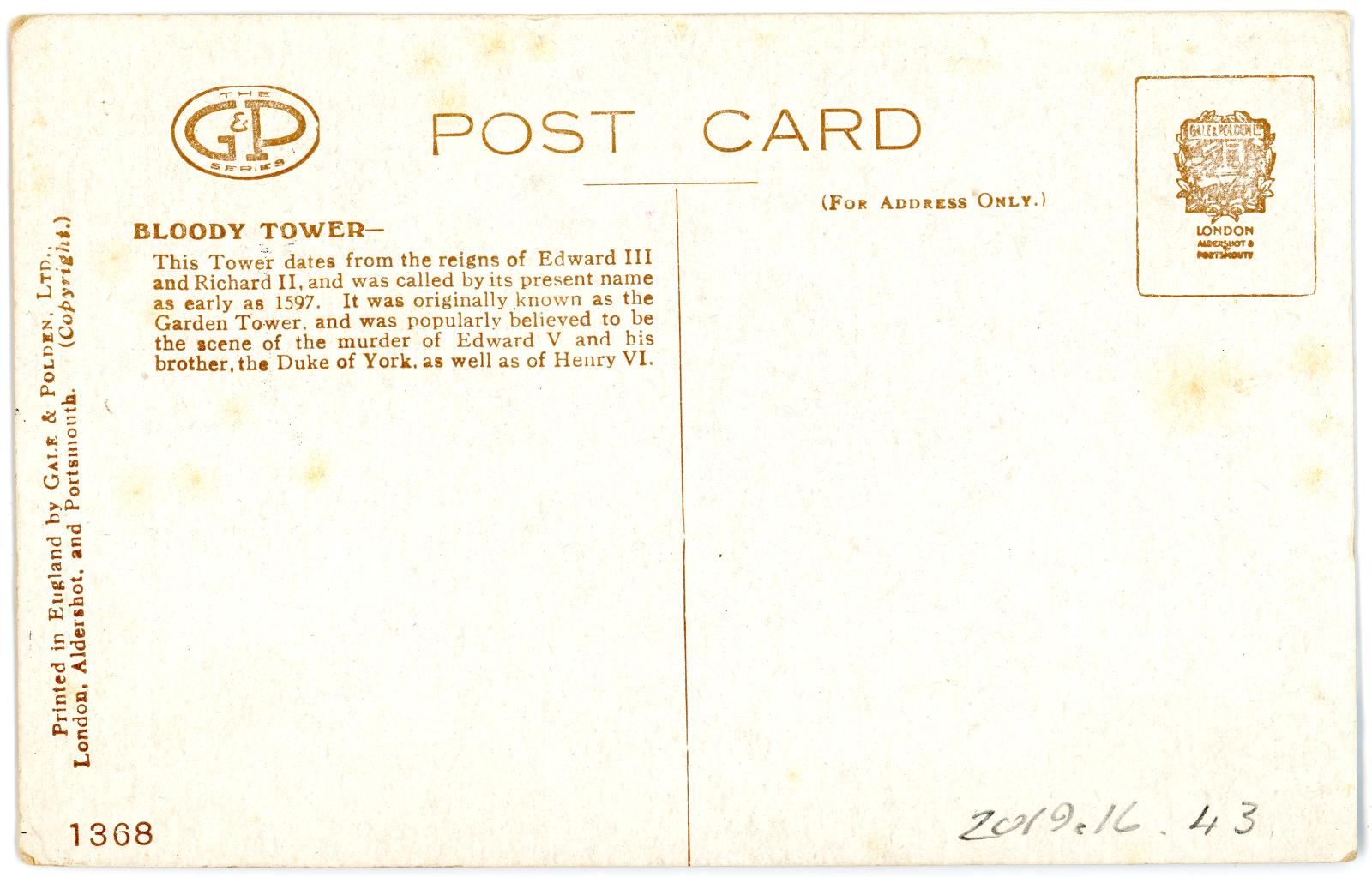First World War Postcard sent from Pte. Edward Charles MOUCHEMORE 6351