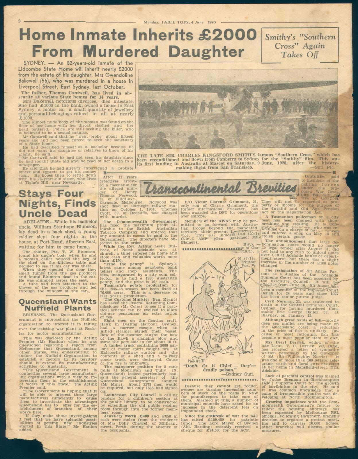 Table Tops’ No. 1, Monday 4 June 1945 Newspaper Page 2