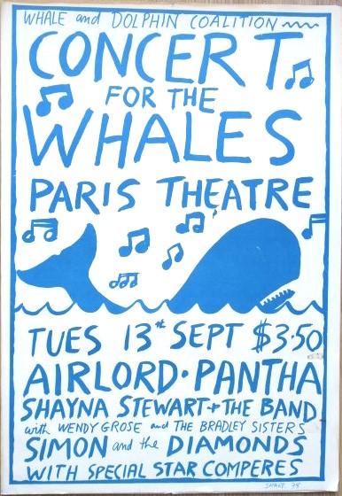 Concert for the Whales poster, Paris Theatre, Tuesday 13th September 1978