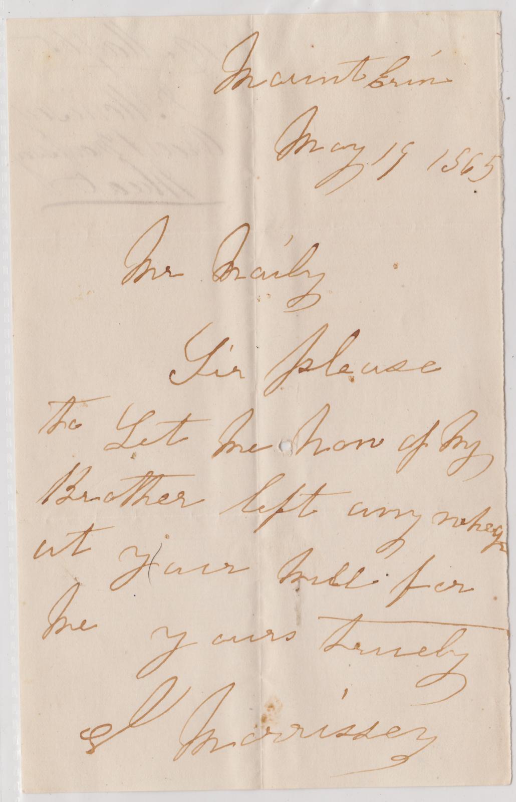 Mill letter from Patrick Morrissey