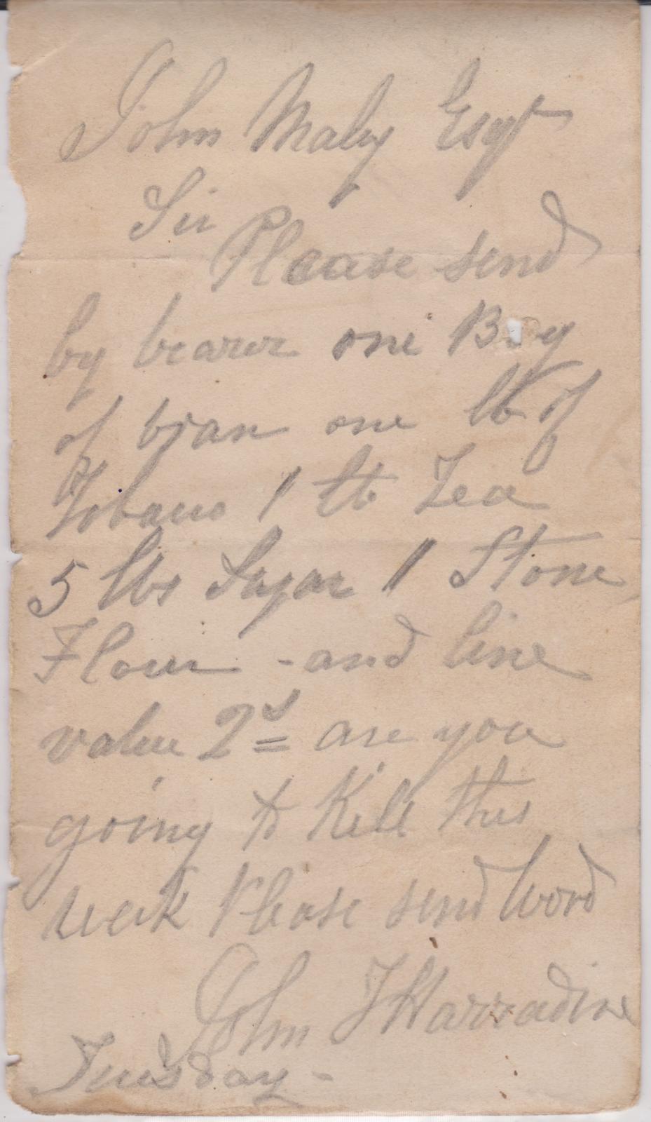 Store order from John Harradine