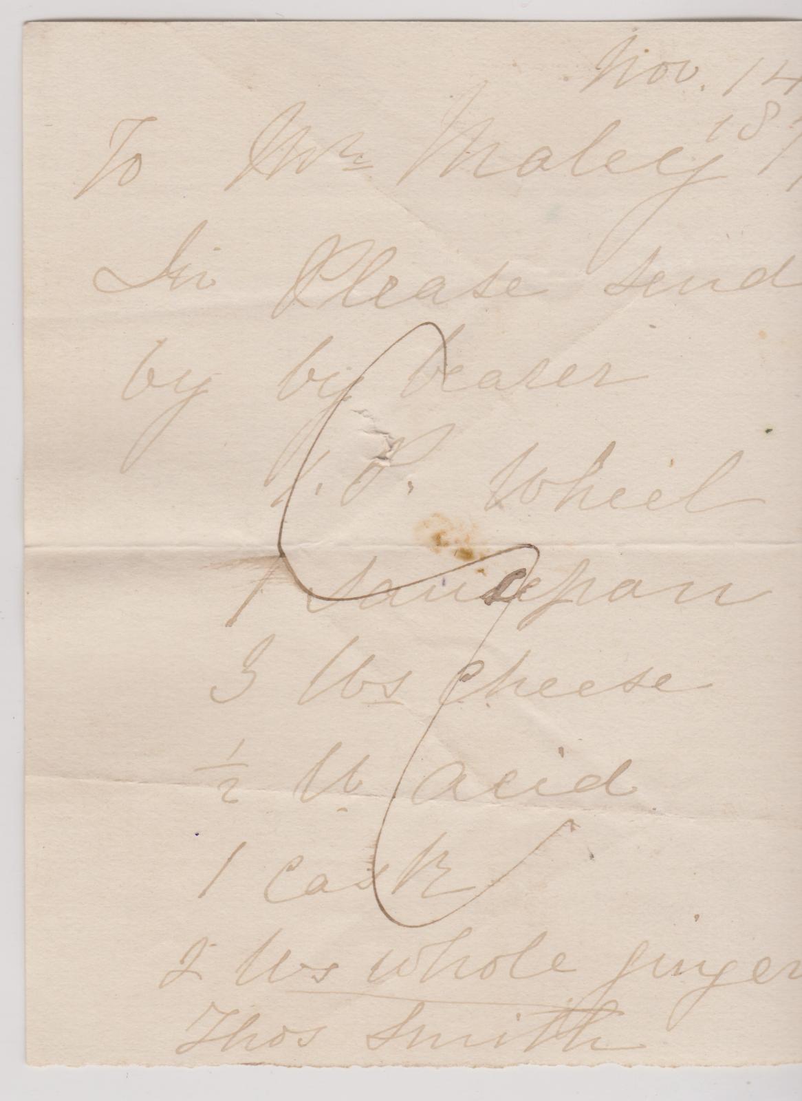 Store order from Thomas Smith