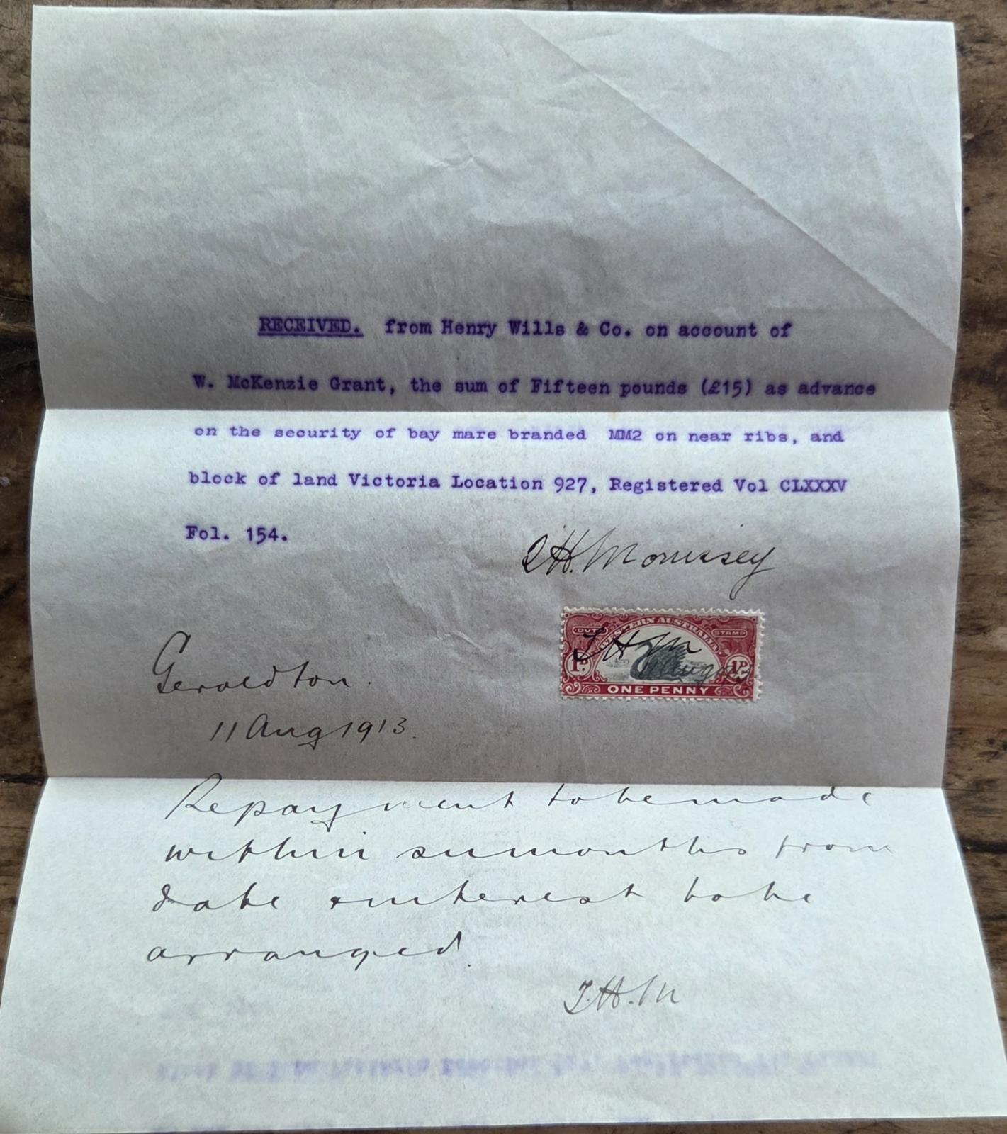 Receipt from Henry Wills & Co