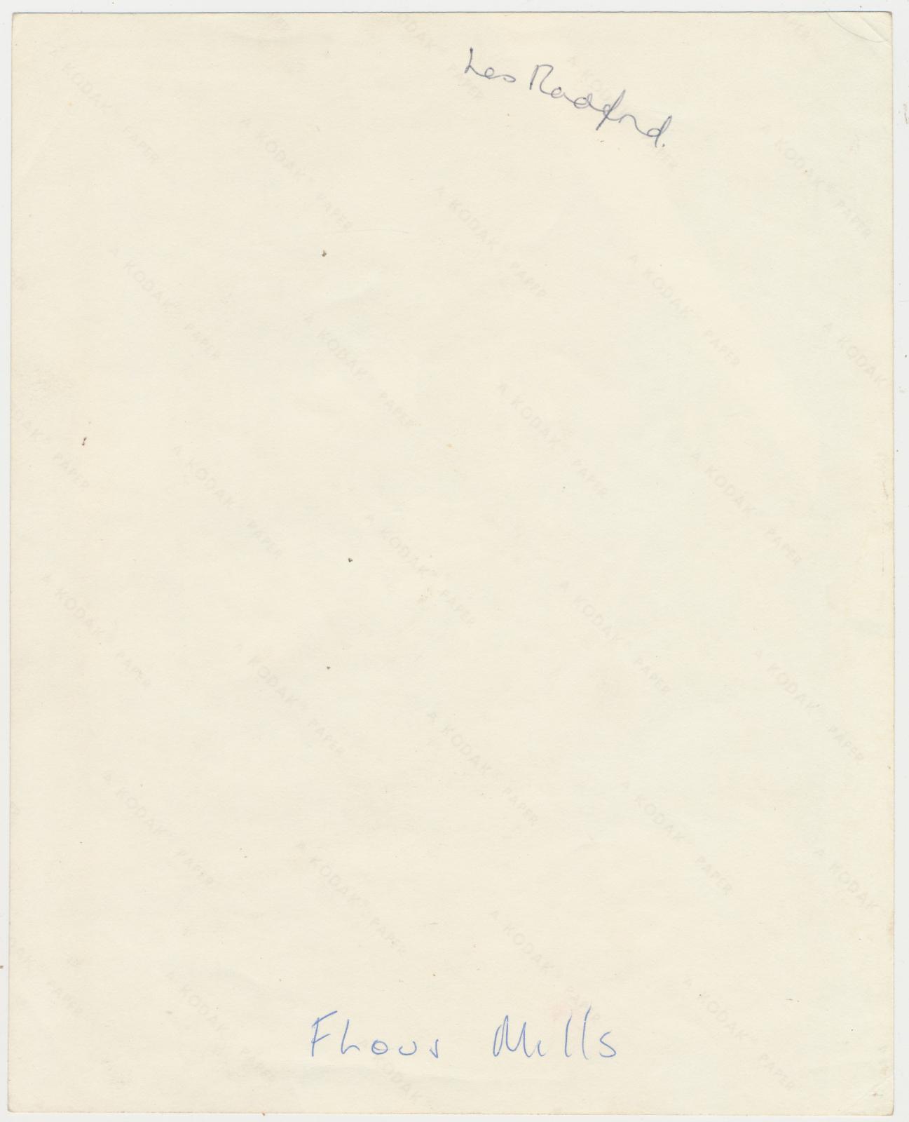 Back of photograph of Les Radford in Katanning Flour Mill