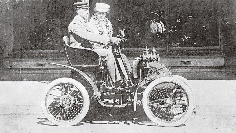 Mr & Mrs Banfield in WA’s first car circa 1902