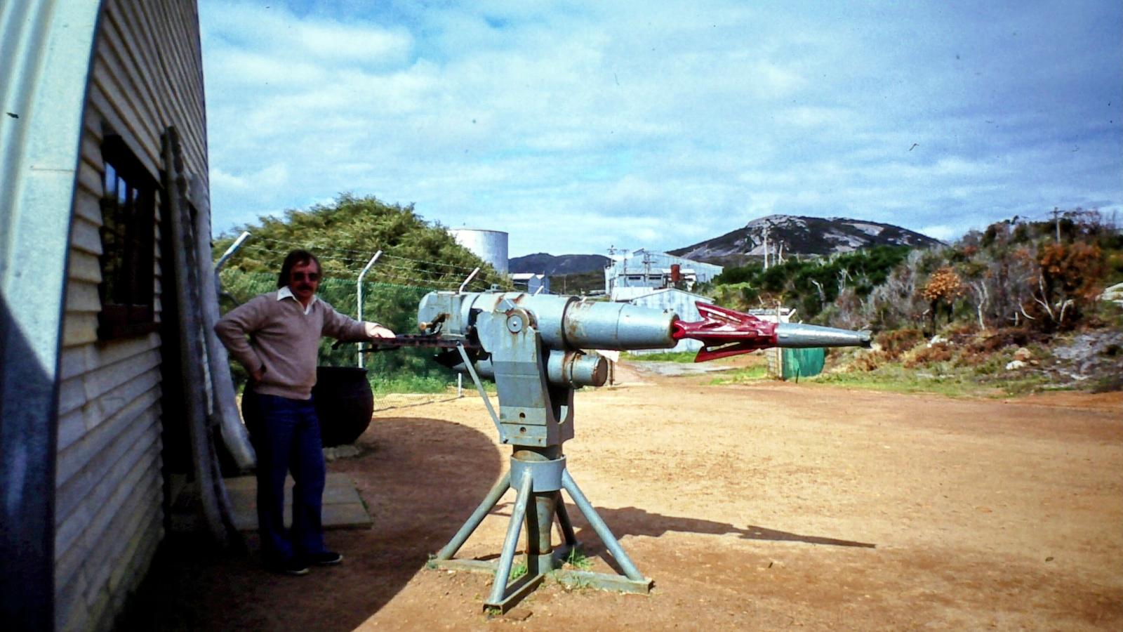 Harpoon outside old station bunker (converted to a museum).