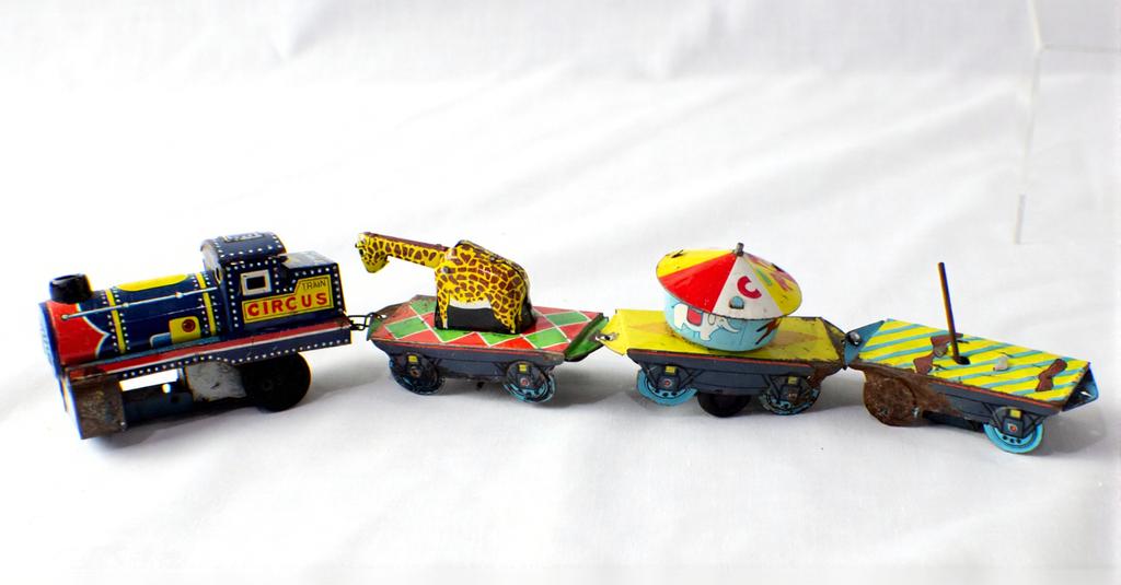 Lithographed Tin Circus Train with Carriages