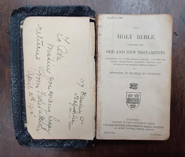 Holy Bible - inside cover