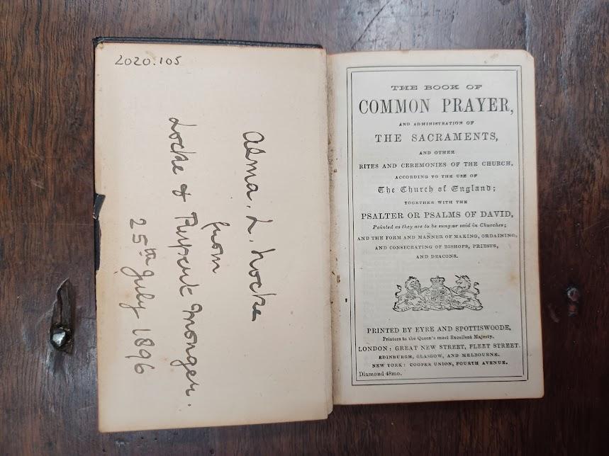 Book of Common Prayer - inside page
