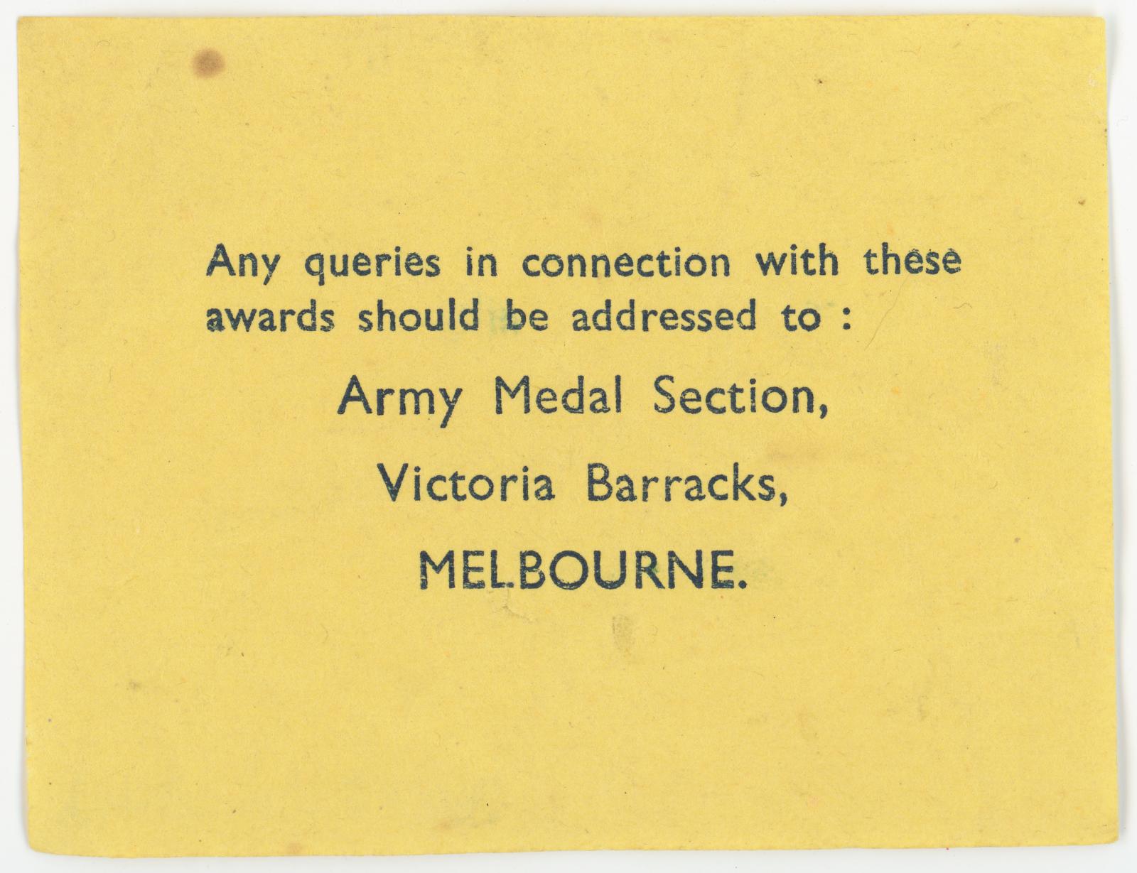 Second World War medal information