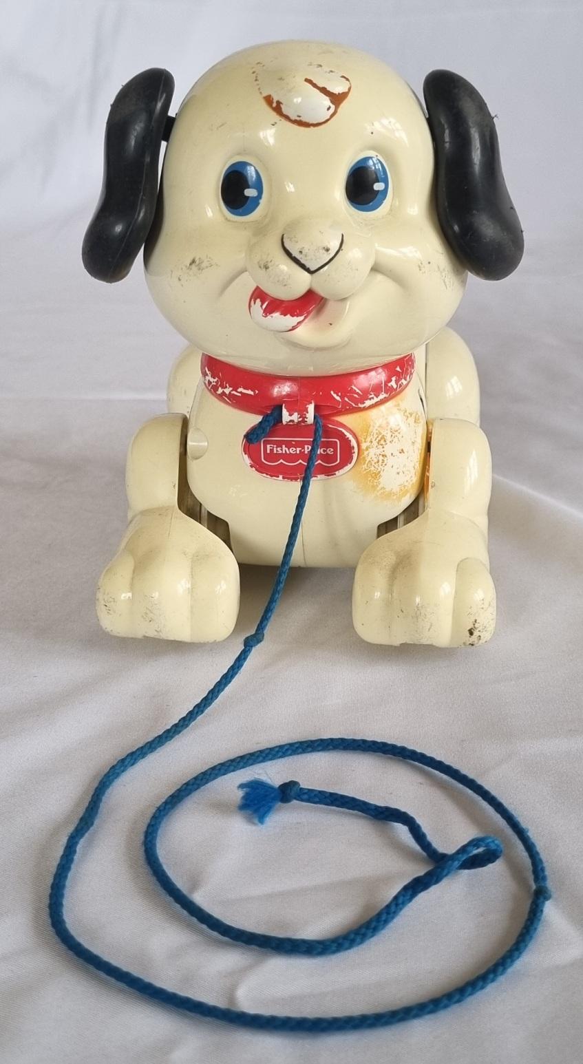 26-246 Pulling toy dog photo with background front view.