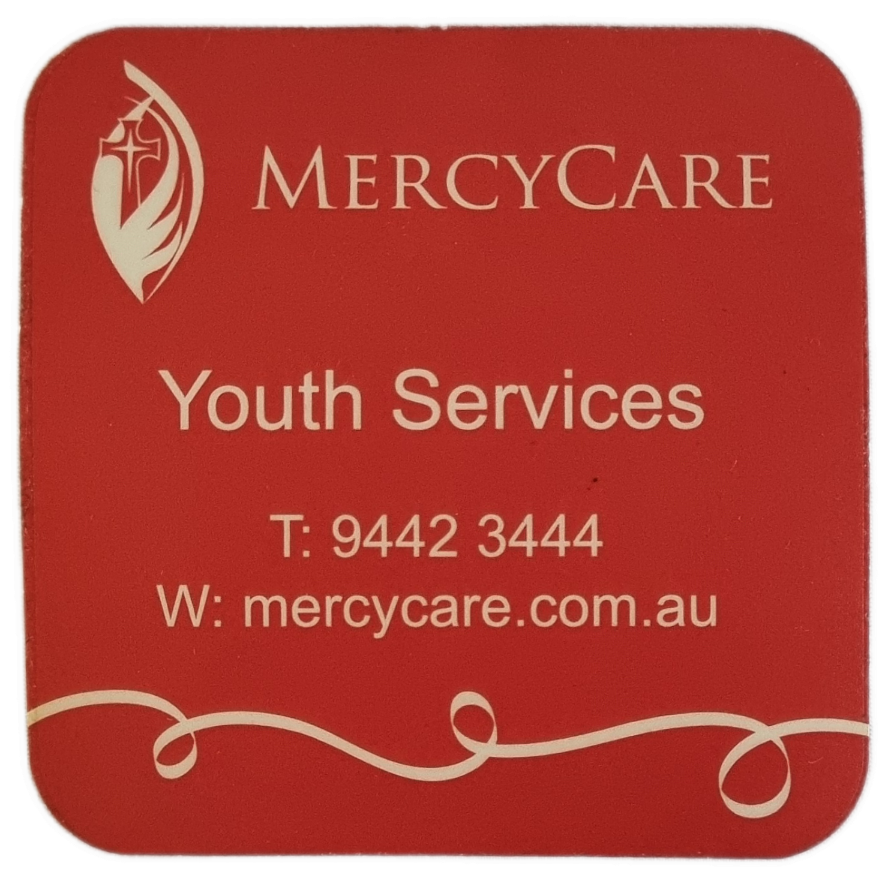 26-251.3 Coaster with MercyCare Old Logo photo without background. 