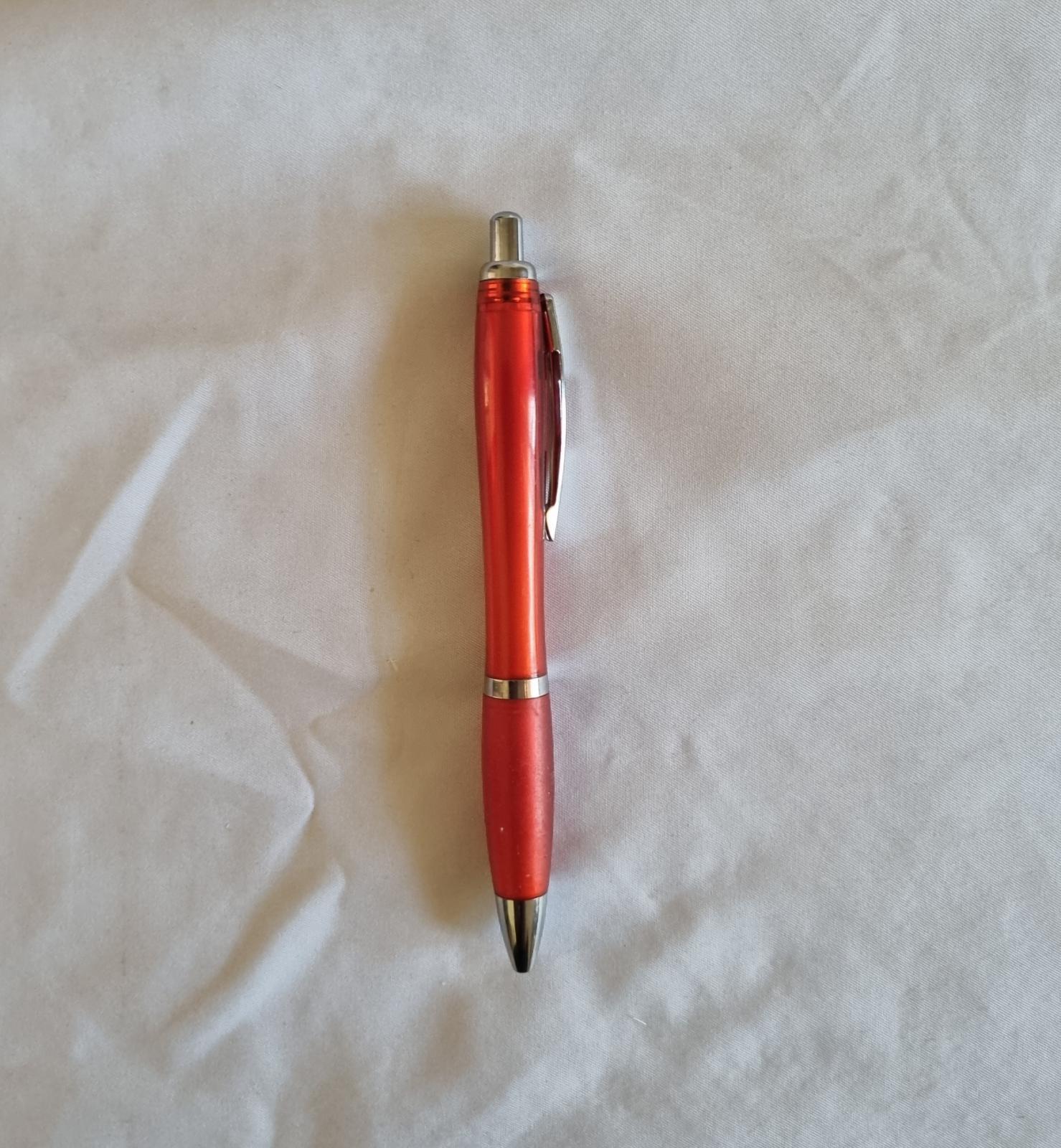 26-251.5 Red Pen with MercyCare Old Logo photo with background back view.
