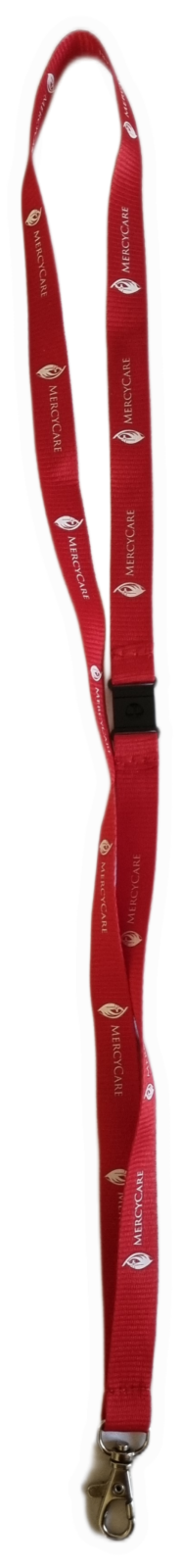 26-251.9 Red Lanyard with the MercyCare Old Logo photo without background.