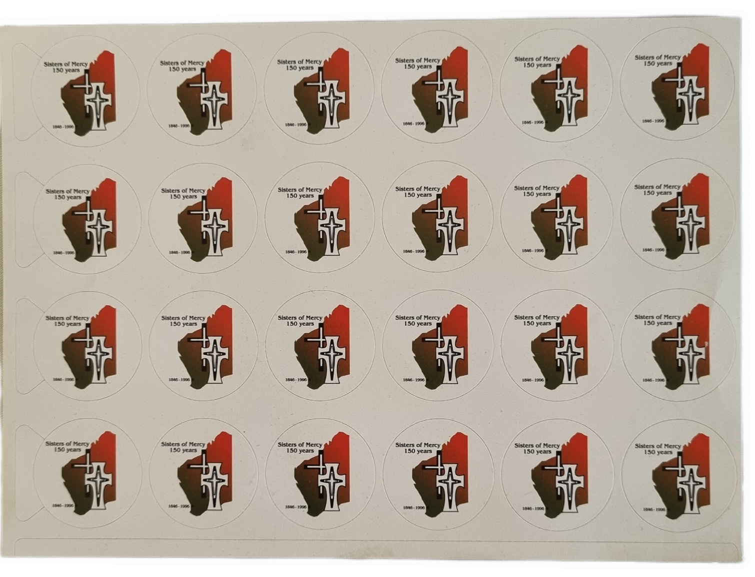 26-256 Sister of Mercy WA 150 years sticker sheet photo without background. 