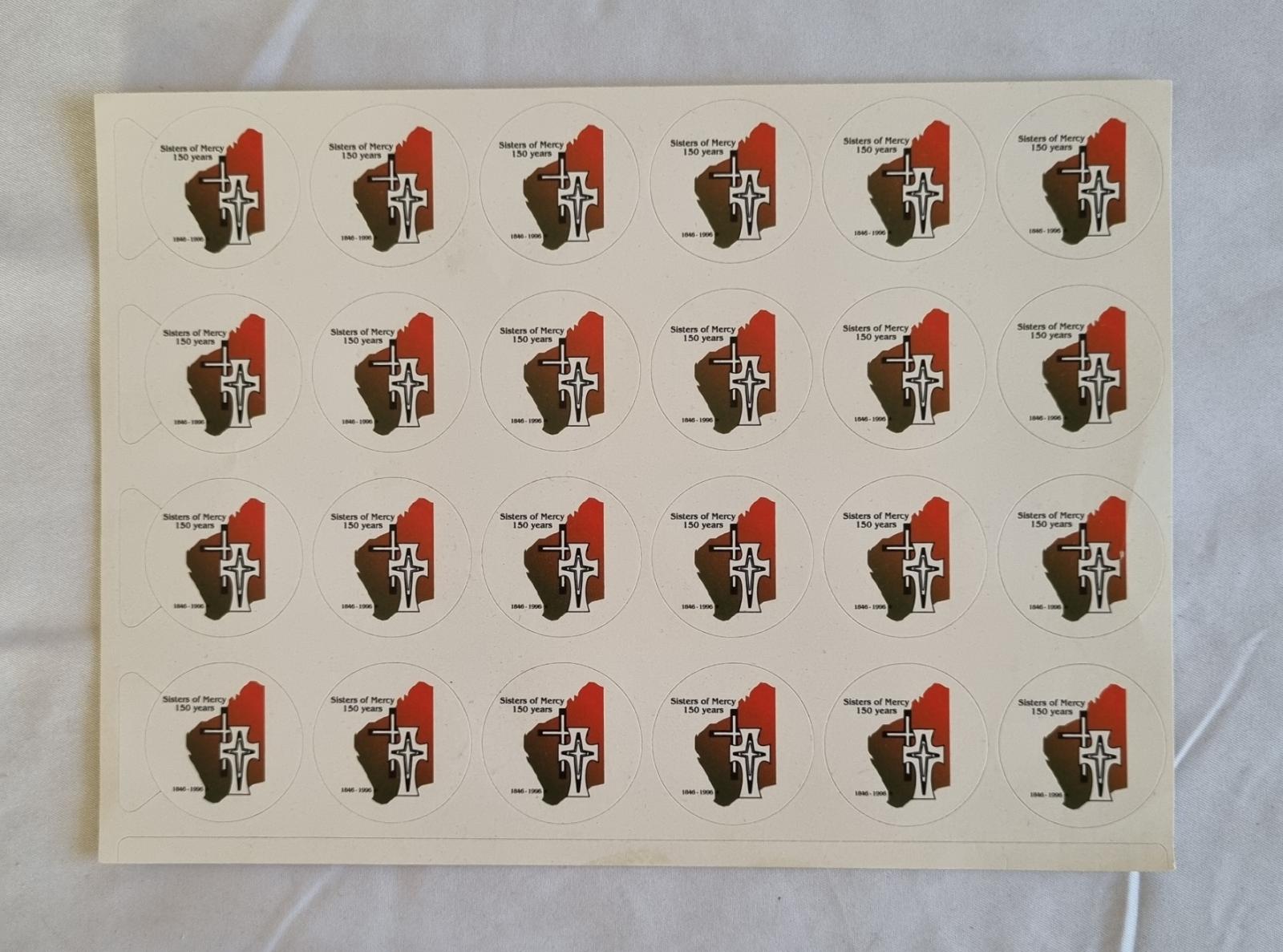 26-256 Sister of Mercy WA 150 years sticker sheet photo with background front-view.