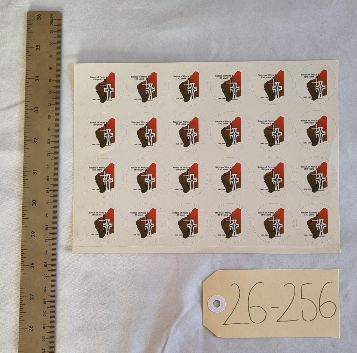 26-256 Sister of Mercy WA 150 years sticker sheet photo with scale and tag.