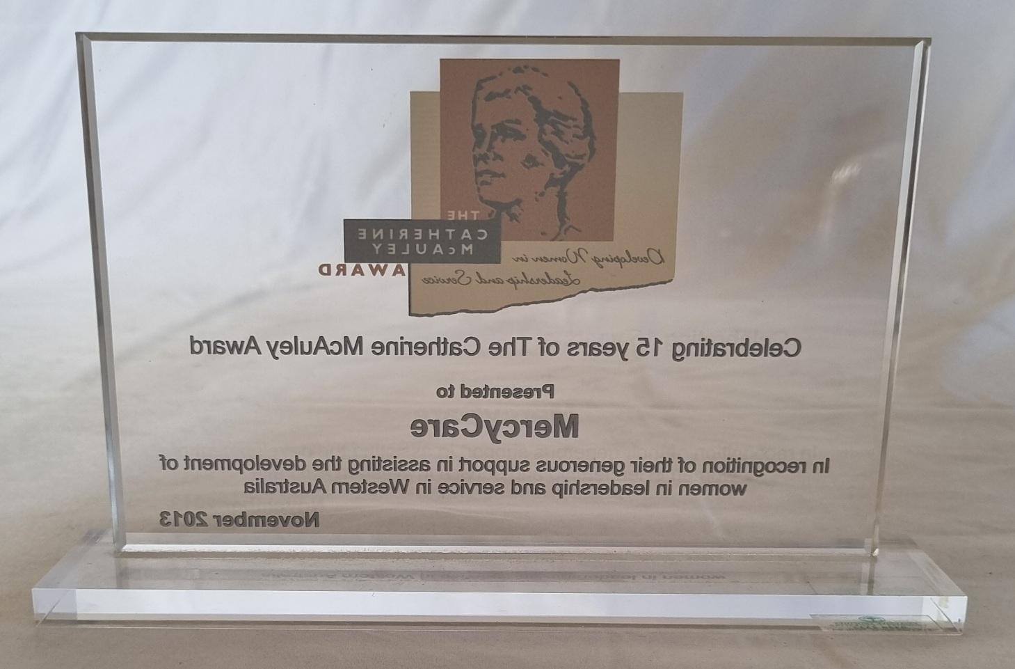 26-252 MercyCare Catherine McAuley Award photo with background back-view.